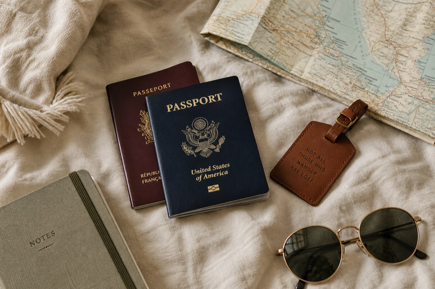 Two passports and a suitcase